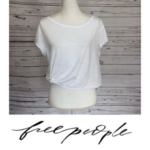 NWOT Free People Movement White Crop Top Tee Knot